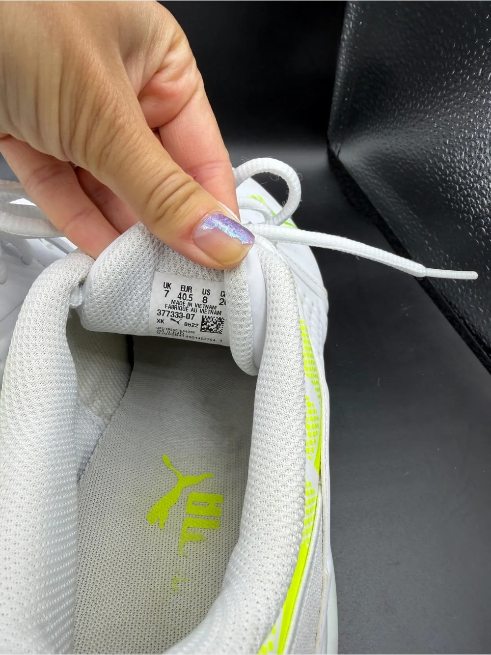 Puma White Athletic Sneakers with Neon Accent